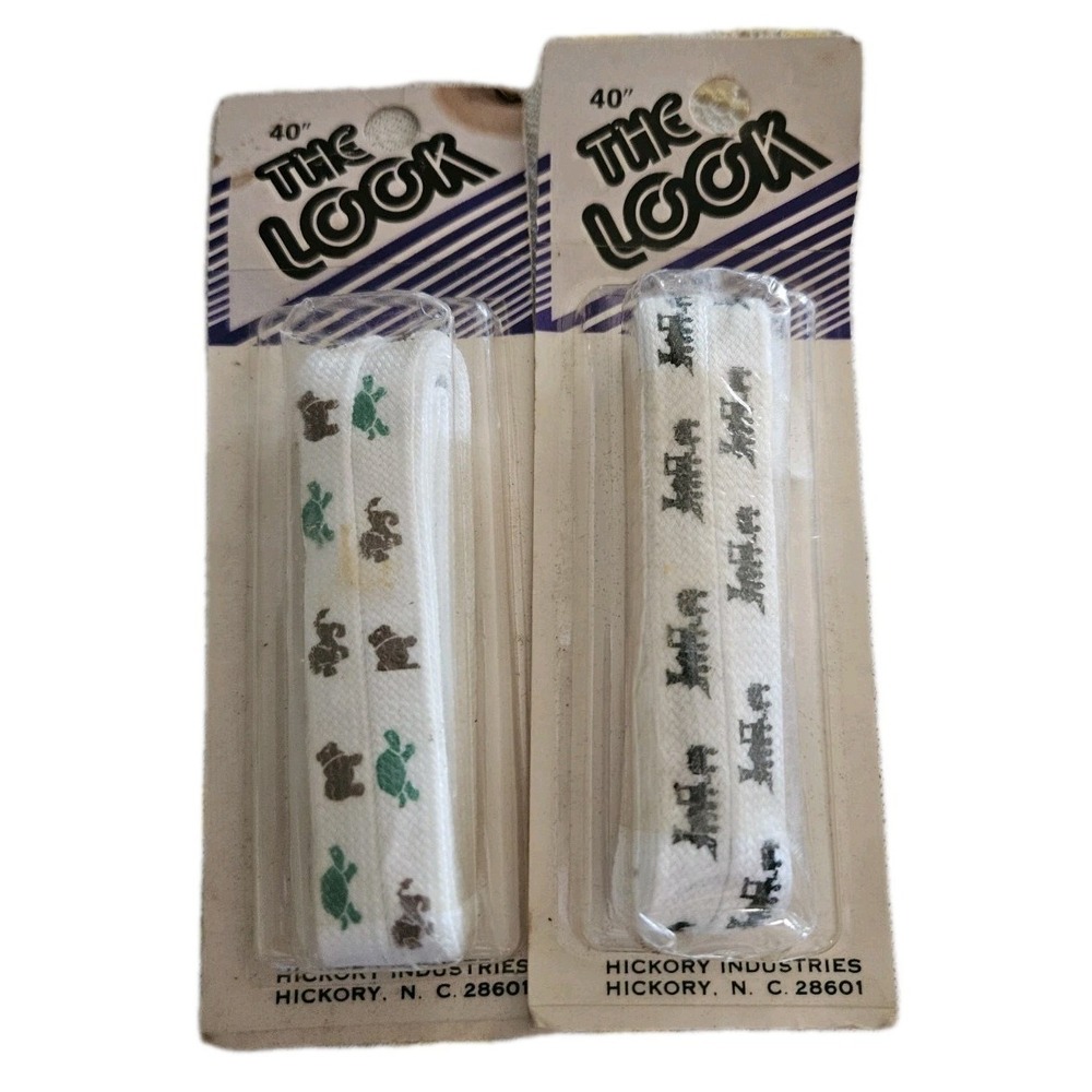Vintage 40" The Look Shoelaces 2 Pair‎ NOS Animals & Trains